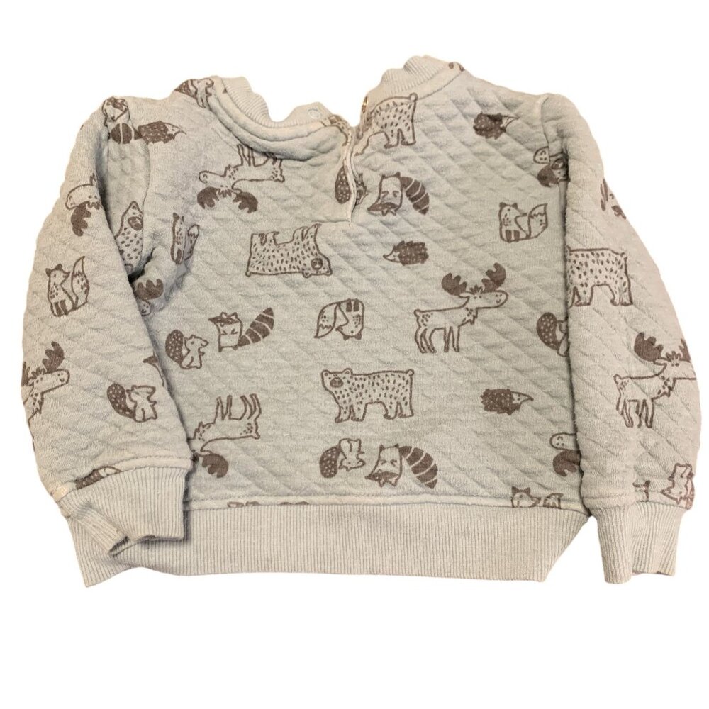 Koala Kids 24M Quilted Animal Print Cotton Casual Sweatshirt‎ Green Winter
